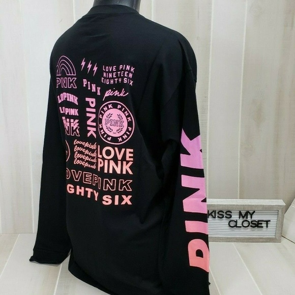 PINK Victoria's Secret Campus Tee M Black Shirt - Picture 2 of 7